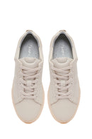 Kadın Krem Bağcıklı Kalın Tabanlı Deri Sneaker | Derimod