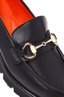Derimod Flex Women's Black Thick-Soled Leather Masculine Loafer | Derimod