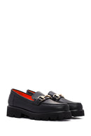 Derimod Flex Women's Black Thick-Soled Leather Masculine Loafer | Derimod