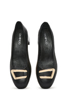 Kadın Siyah Kısa Kalın Topuklu Deri Ayakkabı | Derimod