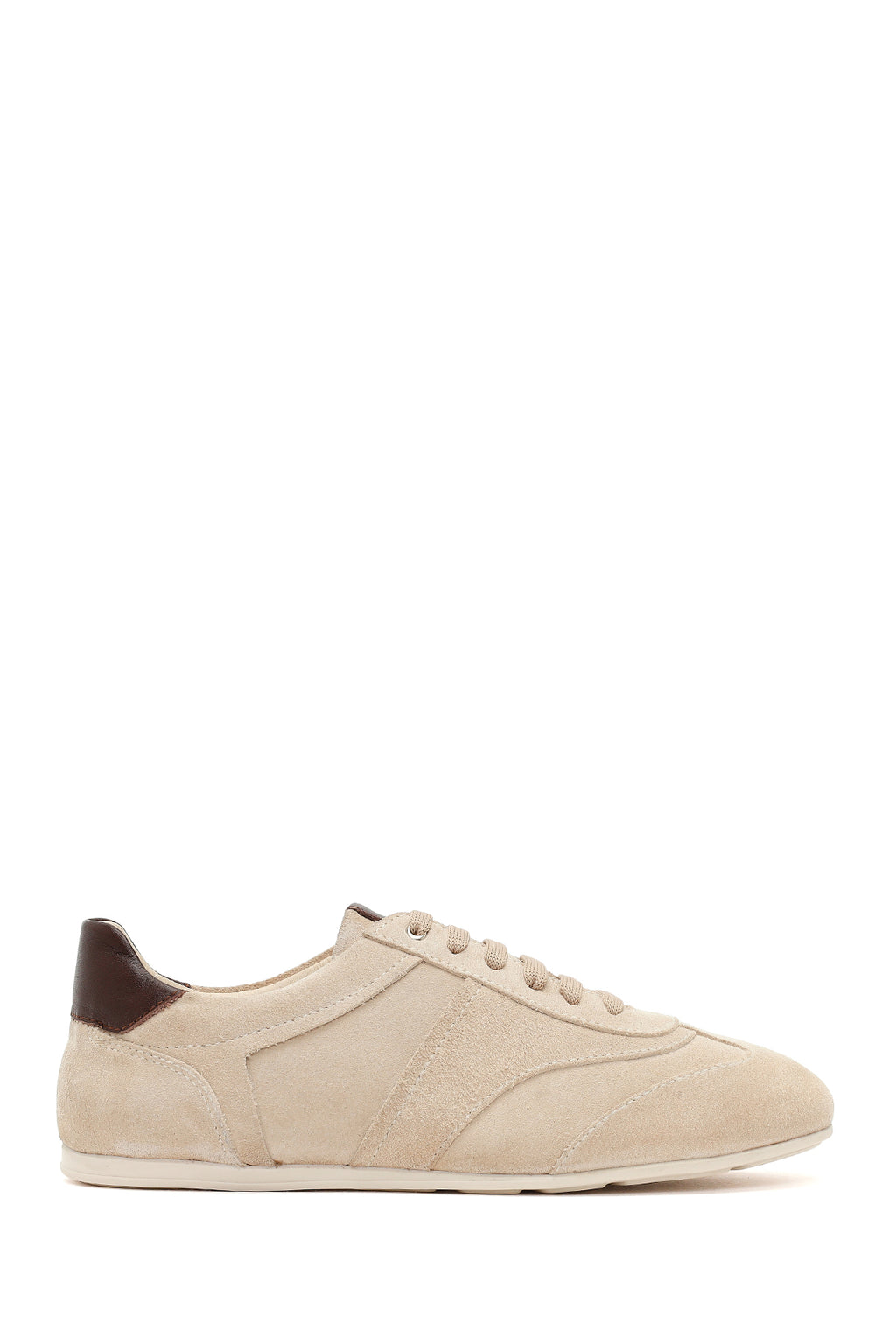 Kadın Bej Bağcıklı Süet Deri Sneaker