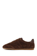Women's Tan Lace-Up Suede Leather Sneakers | Derimod
