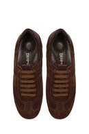 Women's Tan Lace-Up Suede Leather Sneakers | Derimod