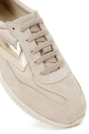 Kadın Bej Bağcıklı Süet Deri Sneaker | Derimod