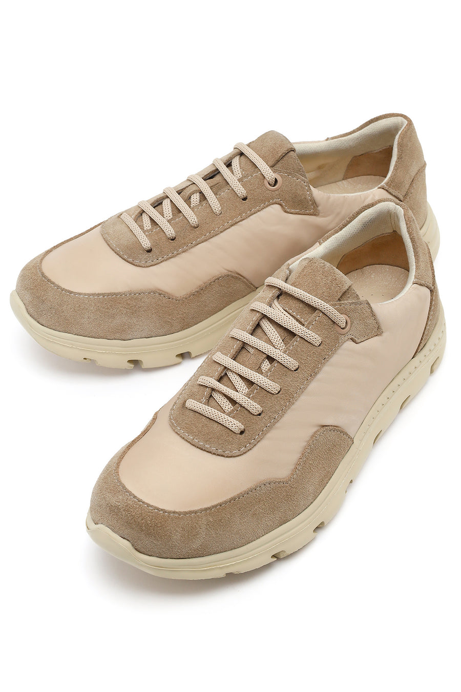 Kadın Bej Bağcıklı Deri Sneaker