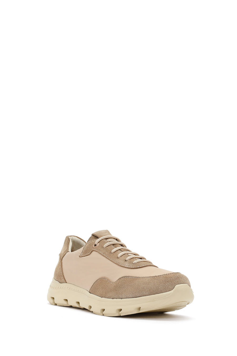 Kadın Bej Bağcıklı Deri Sneaker