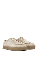 Women's Beige Suede Leather Masculine Shoes | Derimod