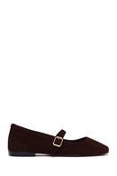 Women's Brown Strapped Leather Ballet Flats | Derimod