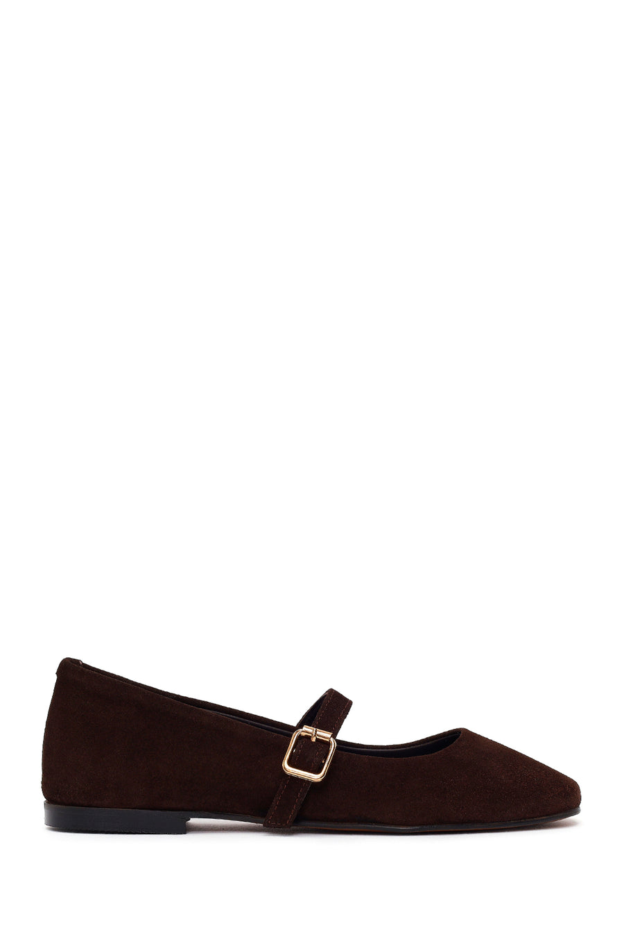 Woman Brown Strappy Suede Leather Ballet Flat 26PFD420110 | Derimod