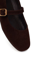 Women's Brown Strapped Leather Ballet Flats | Derimod