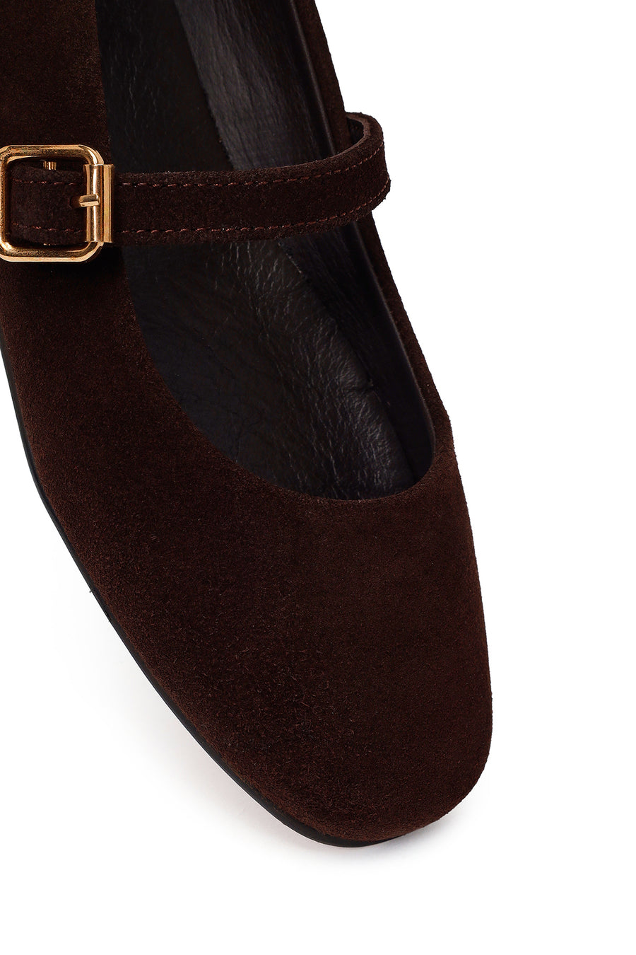 Woman Brown Strappy Suede Leather Ballet Flat
