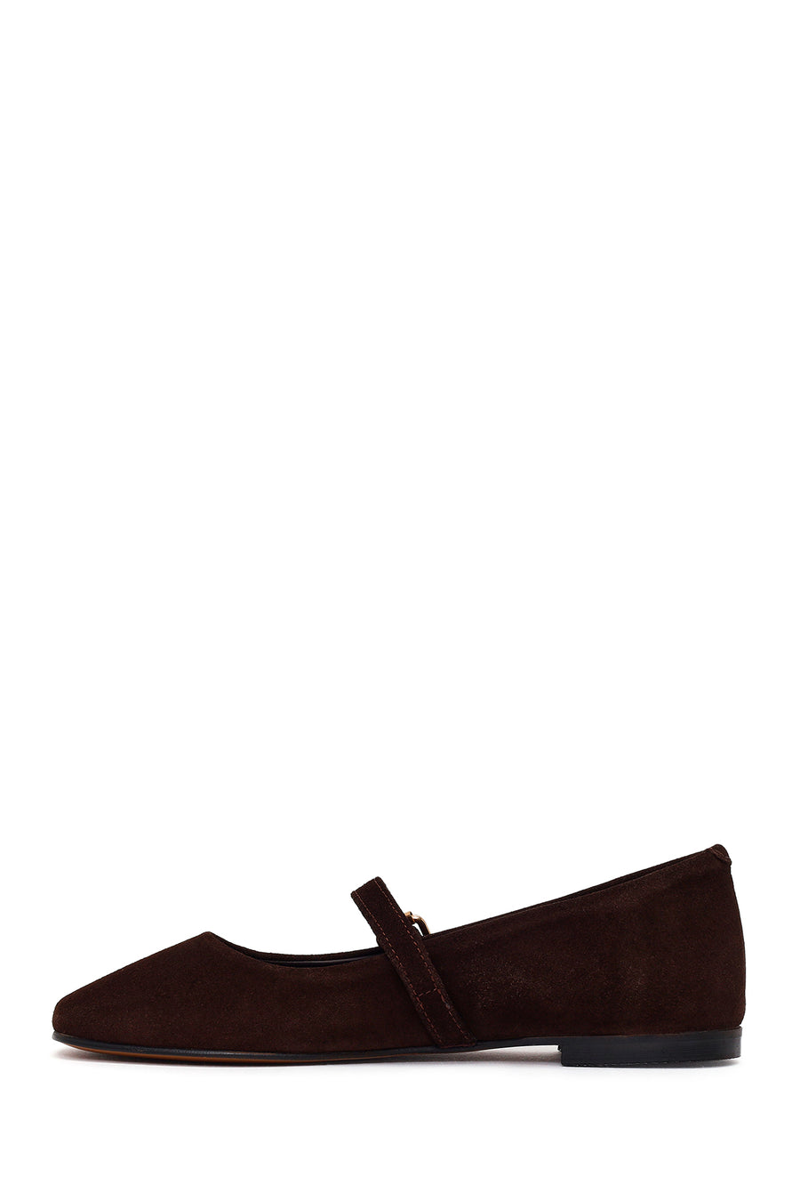 Woman Brown Strappy Suede Leather Ballet Flat