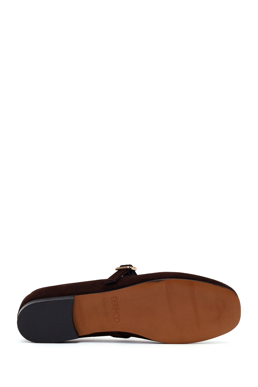 Woman Brown Strappy Suede Leather Ballet Flat