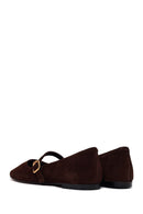 Women's Brown Strapped Leather Ballet Flats | Derimod