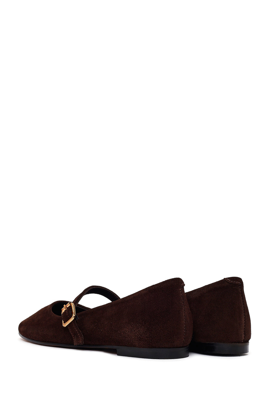 Woman Brown Strappy Suede Leather Ballet Flat