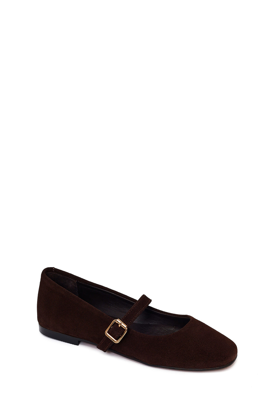 Woman Brown Strappy Suede Leather Ballet Flat