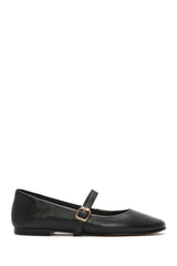 Women's Black Banded Leather Ballerinas
