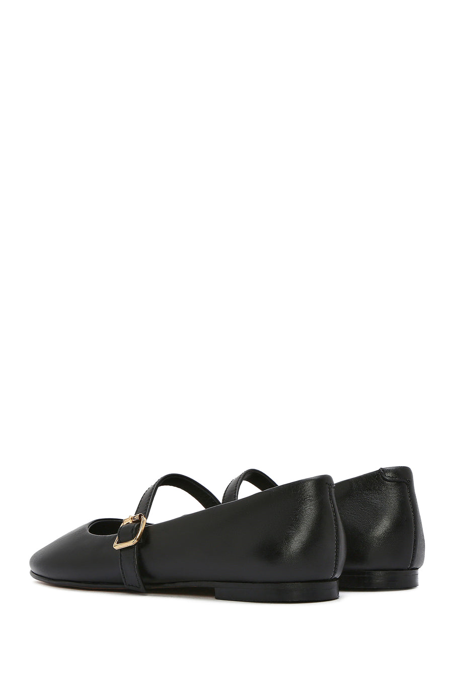 Women's Black Banded Leather Ballerinas