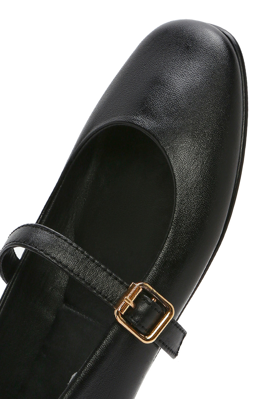 Women's Black Banded Leather Ballerinas