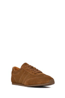Woman Tan Lace-Up Suede Leather Sneakers | Derimod