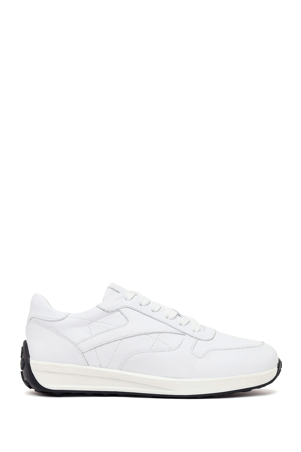 Kadın Beyaz Bağcıklı Deri Sneaker