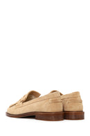 Kadın Bej Püsküllü Süet Deri Loafer | Derimod