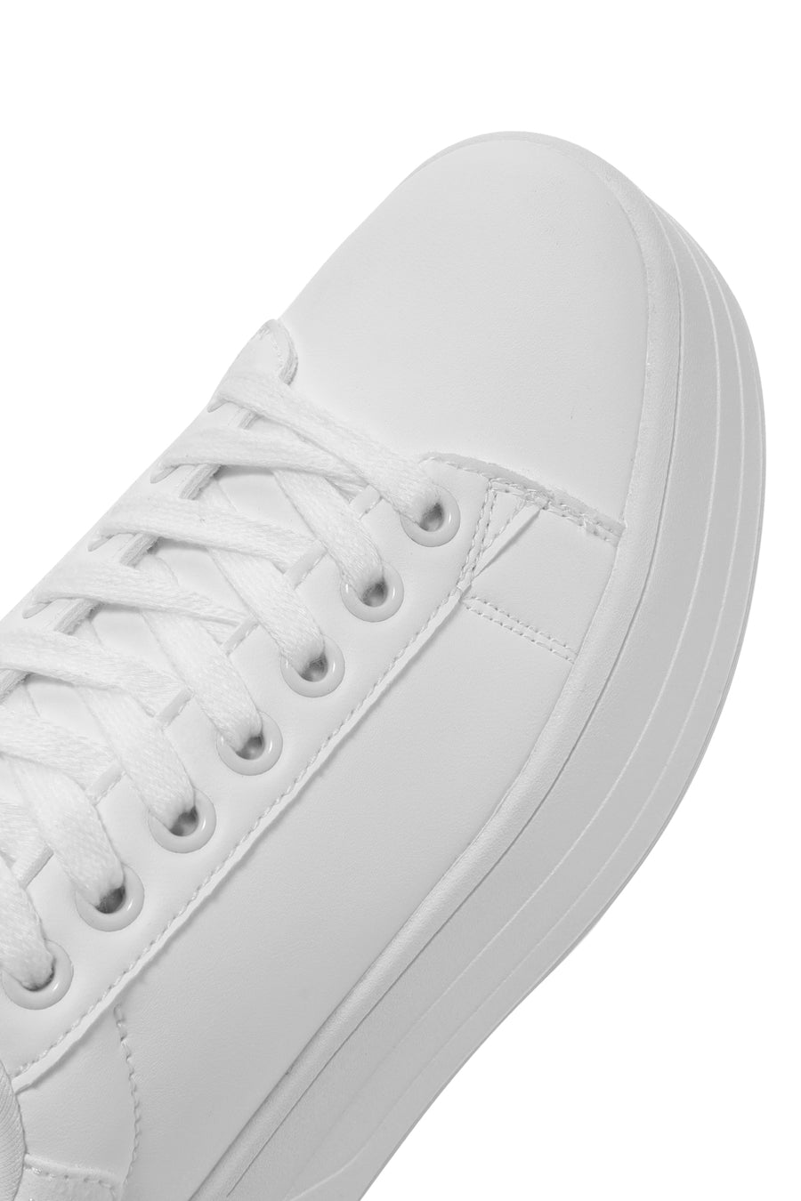 Women's White Lace-Up Thick Soled Sneaker