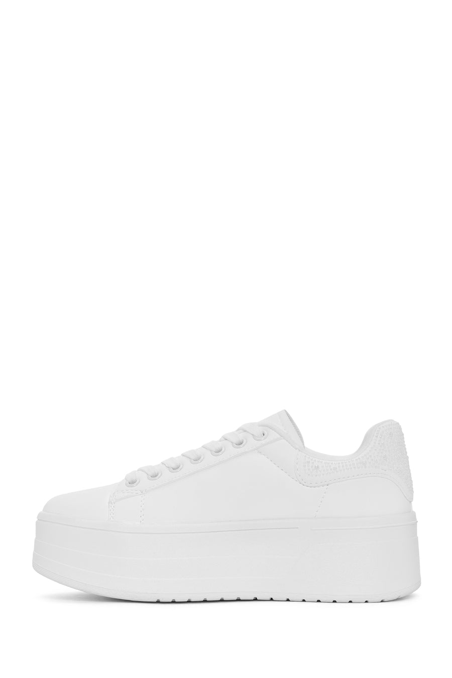 Women's White Lace-Up Thick Soled Sneaker