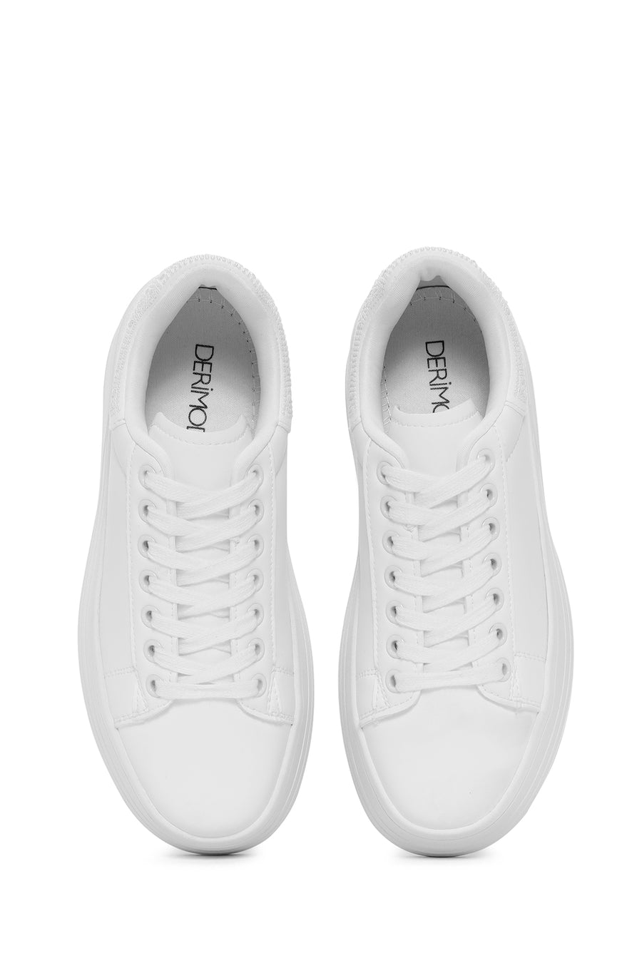 Women's White Lace-Up Thick Soled Sneaker