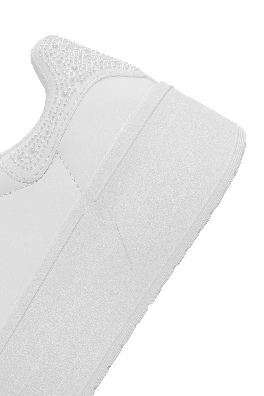 Women's White Lace-Up Thick Soled Sneaker