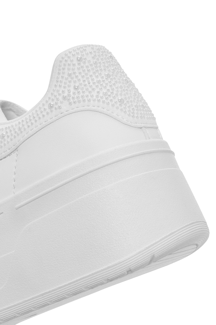 Women's White Lace-Up Thick Soled Sneaker