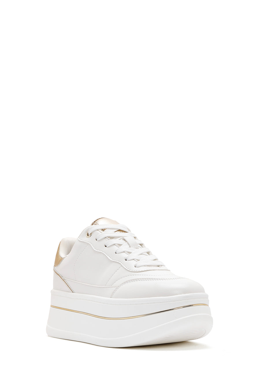 Kadın Beyaz Bağcıklı Kalın Tabanlı Sneaker