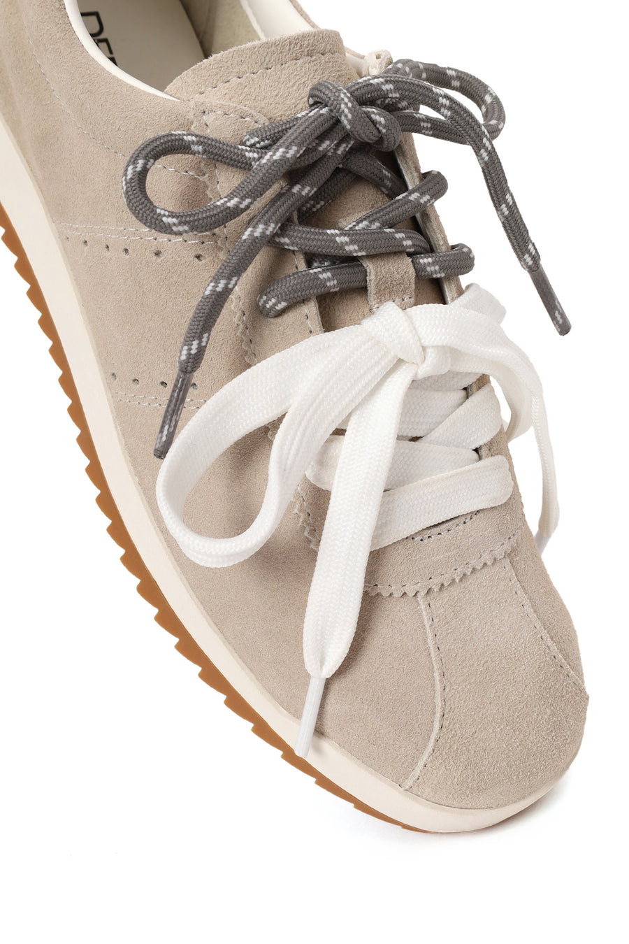 Woman Light Gray Lace-Up Suede Leather Sneaker