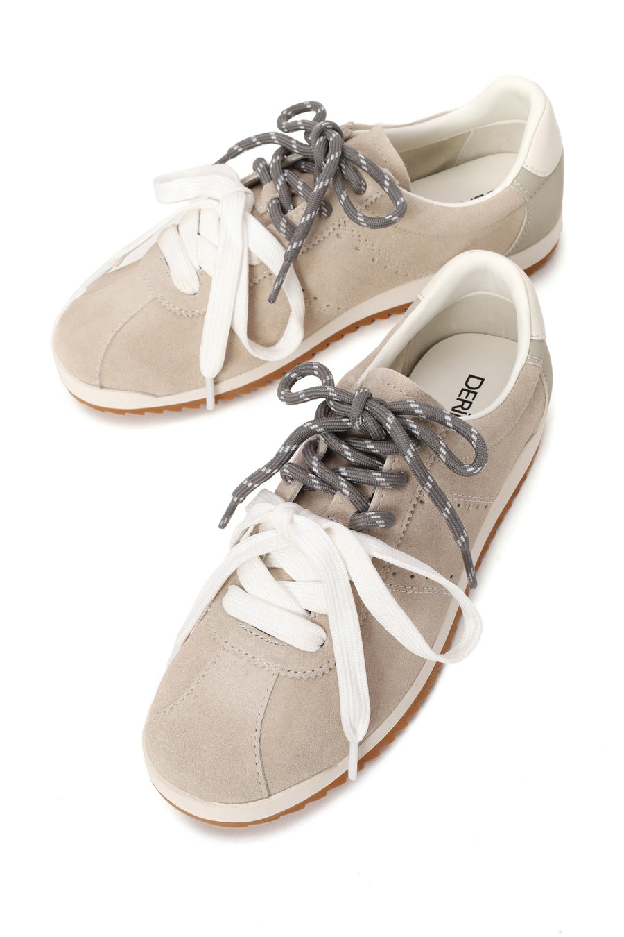 Woman Light Gray Lace-Up Suede Leather Sneaker