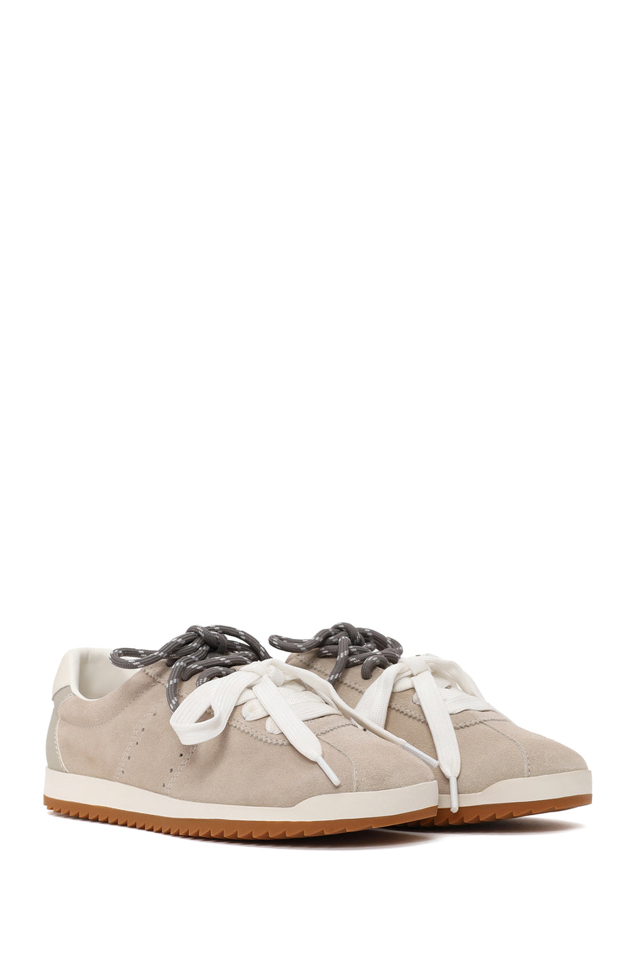 Woman Light Gray Lace-Up Suede Leather Sneaker