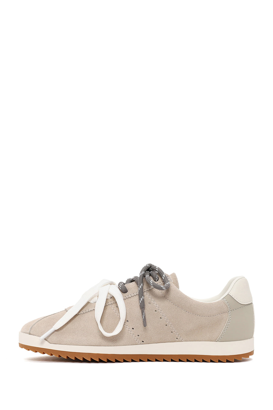 Woman Light Gray Lace-Up Suede Leather Sneaker