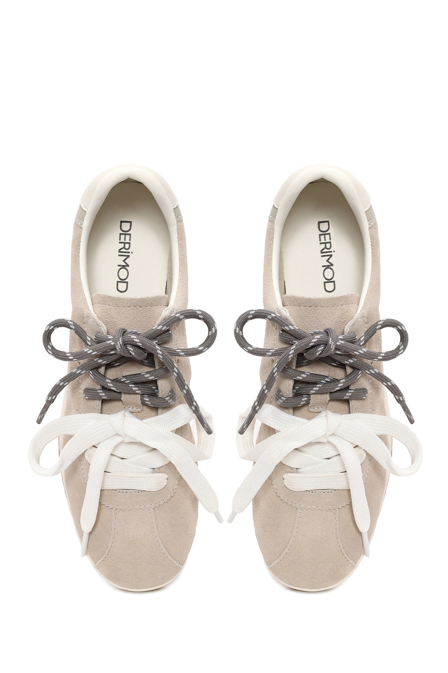 Woman Light Gray Lace-Up Suede Leather Sneaker