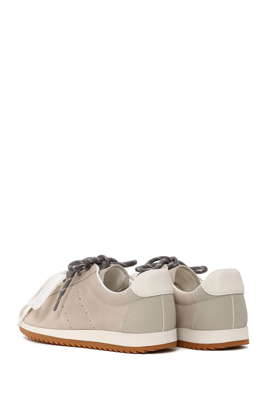 Woman Light Gray Lace-Up Suede Leather Sneaker