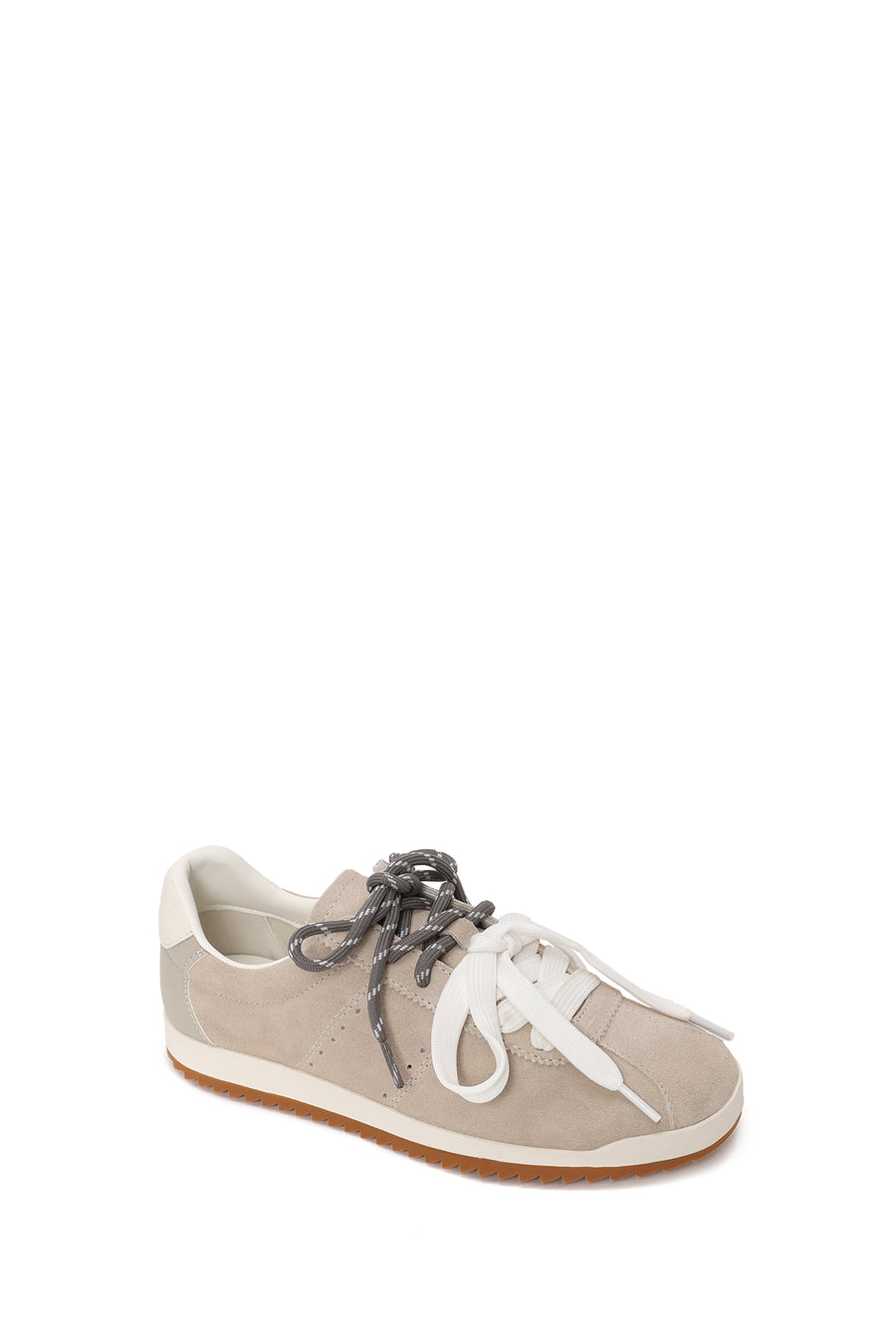 Woman Light Gray Lace-Up Suede Leather Sneaker