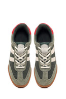 Women's Green Lace-up Leather Sneaker | Derimod
