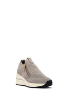 Derimod Zero Women's Mink Zippered Platform Fabric Sneaker | Derimod