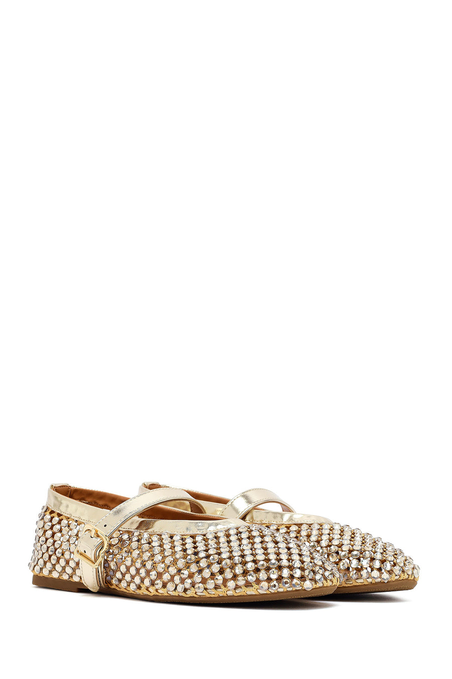 Women's Gold Mesh Embellished Ballet Flats