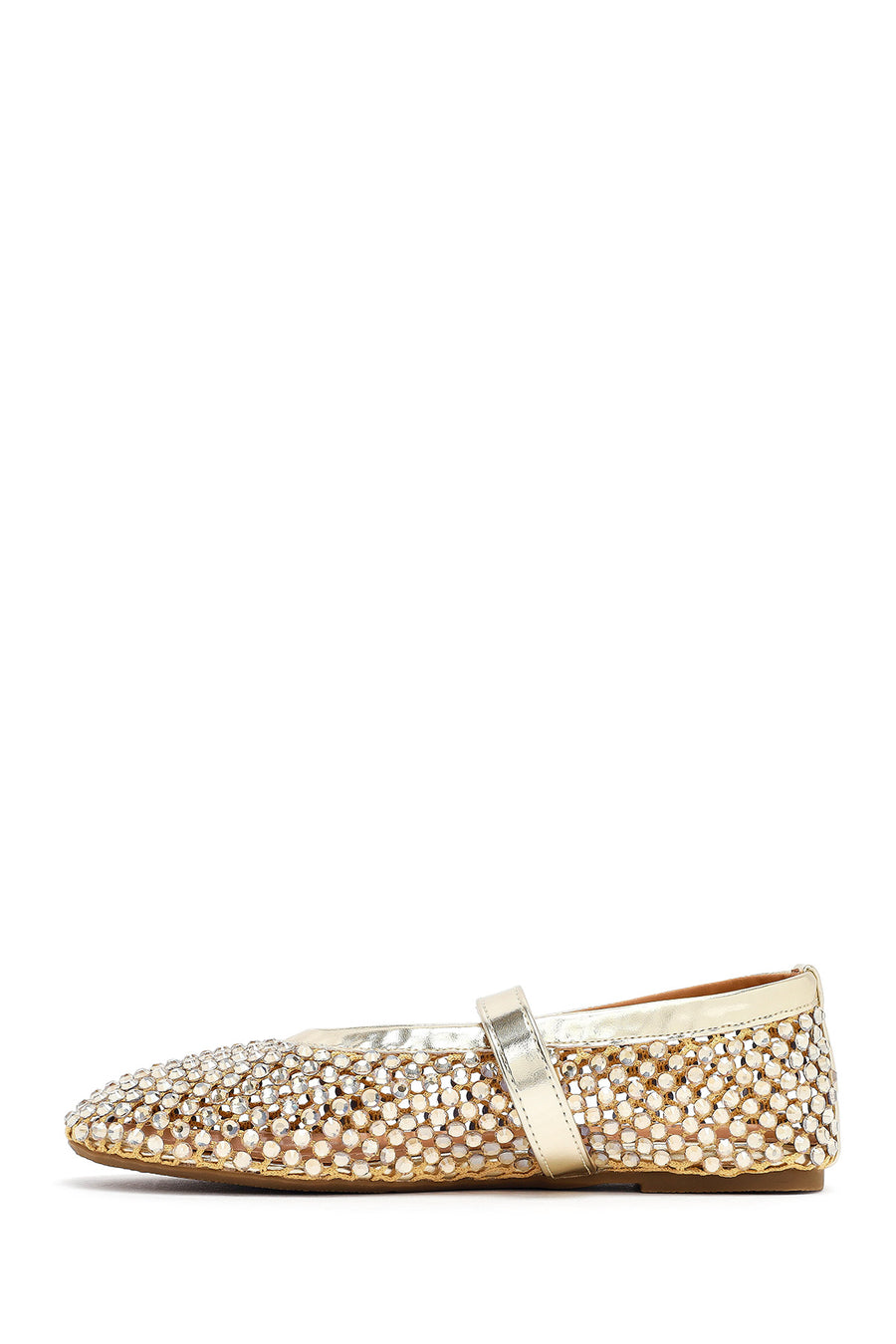 Women's Gold Mesh Embellished Ballet Flats