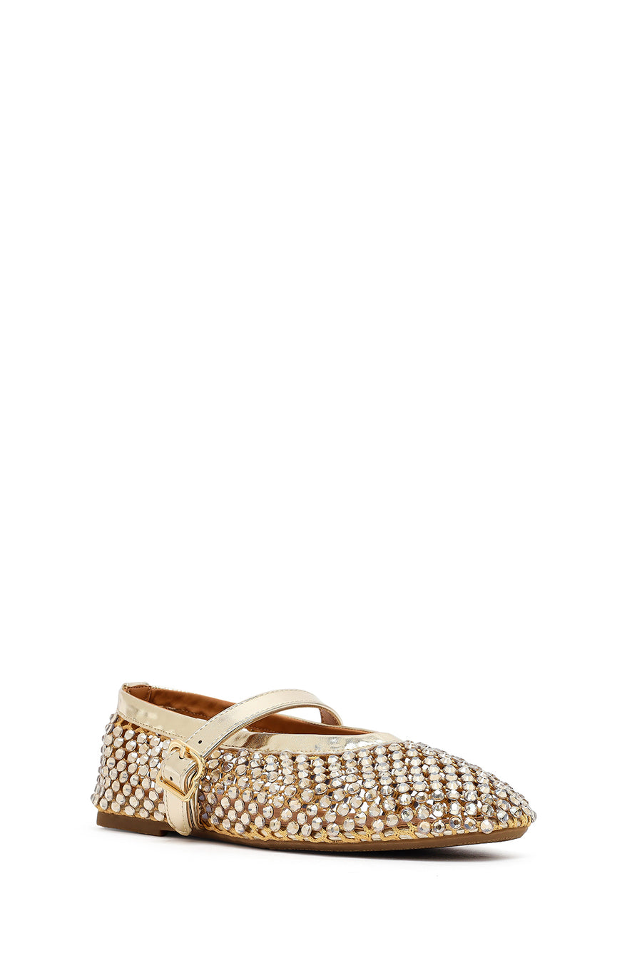 Women's Gold Mesh Embellished Ballet Flats