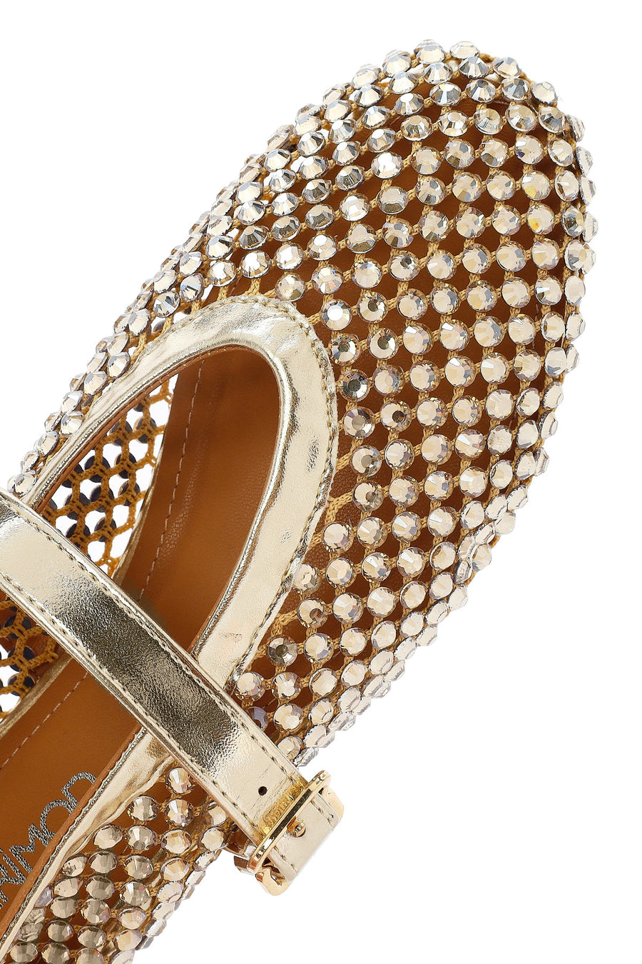 Women's Gold Mesh Embellished Ballet Flats
