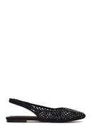 Woman Black Backless Rhinestone Ballerine Shoes | Derimod