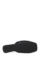 Woman Black Backless Rhinestone Ballerine Shoes | Derimod