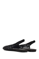 Woman Black Backless Rhinestone Ballerine Shoes | Derimod