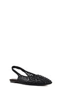 Woman Black Backless Rhinestone Ballerine Shoes | Derimod