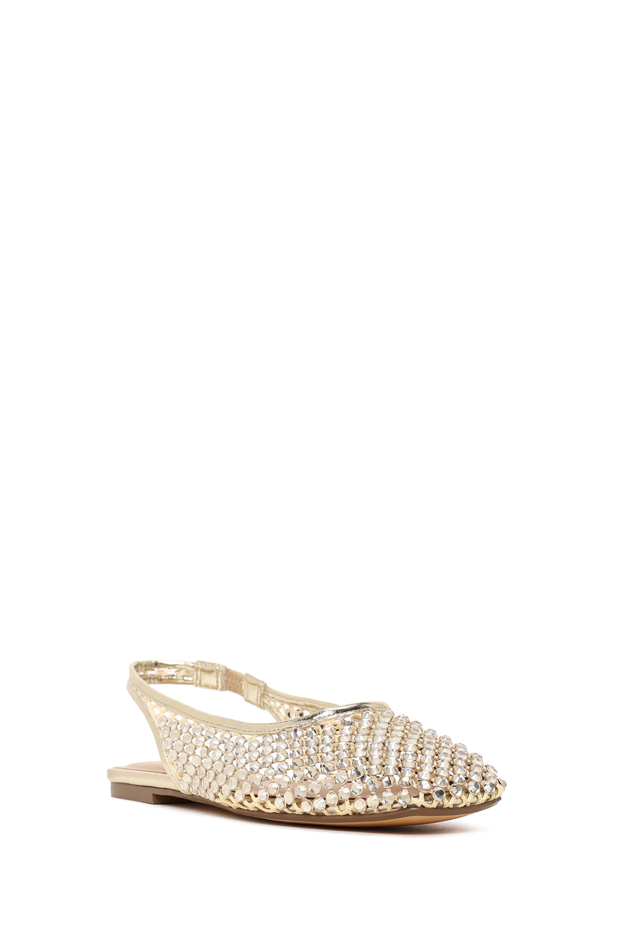 Woman Gold Open Back Embellished Ballerine Shoes